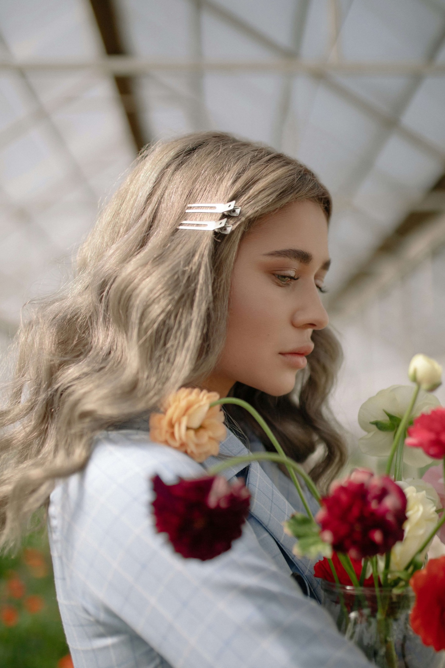 Girl in a field of flowers